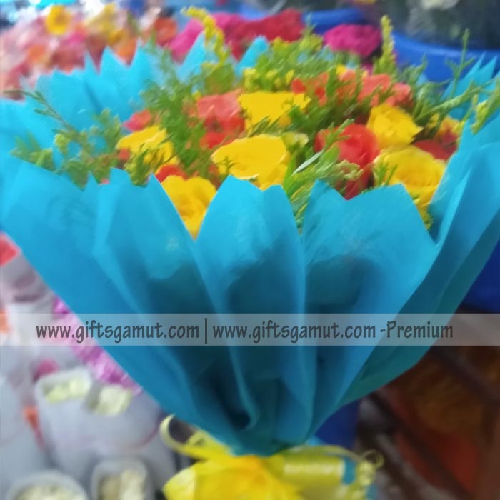 Red and yellow rose bouquet